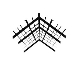 vector illustration of steel structure roof truss under building construction