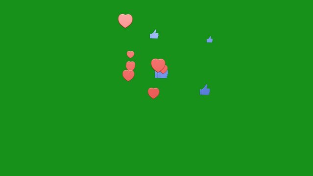 3D like and love with heart and thumb icon  