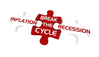 Break the Cycle of Inflation and Recession Puzzle Pieces Economy Solution 3d Illustration