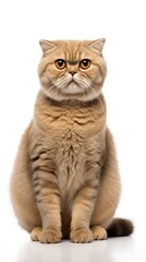Scottish Fold cat sitting on white background