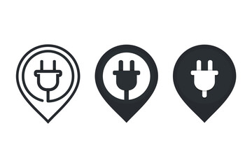 Obraz premium Plug map pin icon. Charging station location. illustration vector