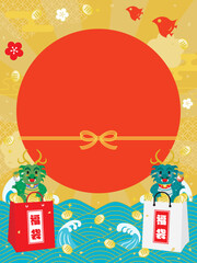 辰年のお正月セールの背景イラスト