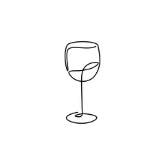 one line drawing wine glass