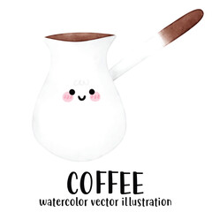 Cute Coffee, Coffee watercolor, Coffee vector illustration