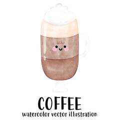 Cute Coffee, Coffee watercolor, Coffee vector illustration