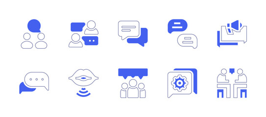 Conversation icon set. Duotone style line stroke and bold. Vector illustration. Containing 