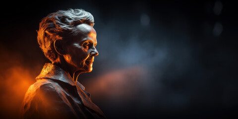 Sculpture of Marie Sklodowska-Curie, Polish-French physicist. Generative AI