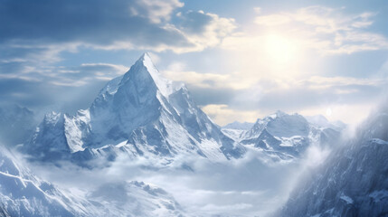 Fototapeta na wymiar snow mountain view shining by the sun landscape