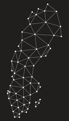 Vector low polygonal Sweden map.