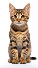 European Shorthair cat sitting on white background
