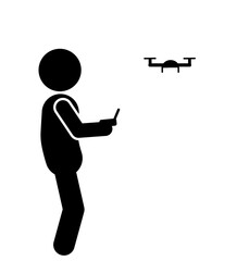 illustration and icon silhouette of a drone pilot flying a drone © adi yuhanggana