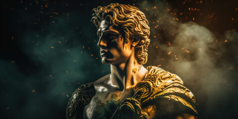 Bronze statue or bust of Alexander the Great. Generative AI - obrazy, fototapety, plakaty
