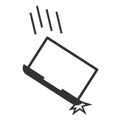 Vector illustration of laptop fell icon in dark color and transparent background(PNG).