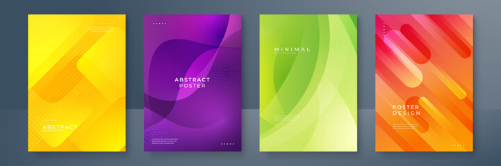 Minimal covers design. Cool halftone gradients. Future geometric template.