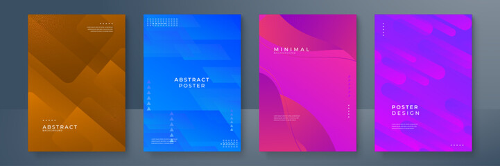 Vector illustration of bright color abstract pattern background with line gradient texture for minimal dynamic cover design. Blue, pink, yellow, green placard poster template
