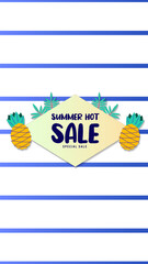 Summer sale social media story.  Vertical template post for reel promotion content.