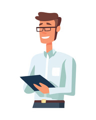 Successful businessman reading book