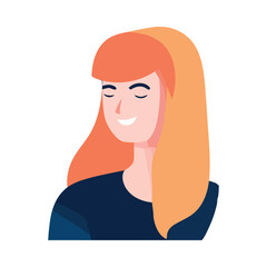 Smiling woman blond color hair