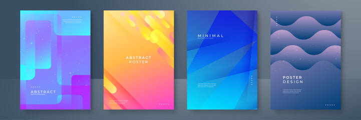 Minimal covers design. Colorful halftone gradients. Background abstract patterns. Vector template brochures, flyers, presentations, leaflet, magazine a4 size