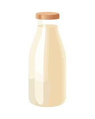 Fresh organic milk in glass bottle icon