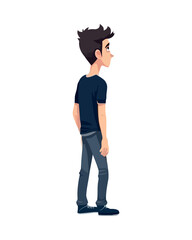 Smiling boy in jeans, standing isolated vector