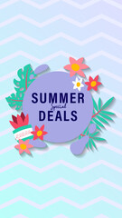 Naklejka premium Summer sale social media story. Vertical template post for reel promotion content.