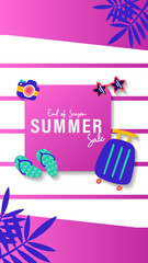 Summer sale social media story.  Vertical template post for reel promotion content.