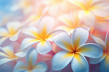 Naklejka premium Beautiful Plumeria Flowers Abstract Background