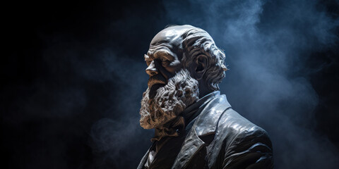 Charles Robert Darwin bust sculpture, English naturalist, geologist, and biologist. Generative AI - obrazy, fototapety, plakaty