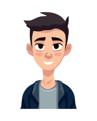 Smiling boy in cartoon portrait bring happiness