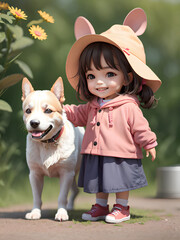 little child with a dog