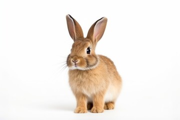 Obraz premium a brown rabbit is sitting on a white background