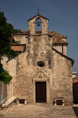 Fototapeta na wymiar Medieval stone church in Korcula town, Croatia