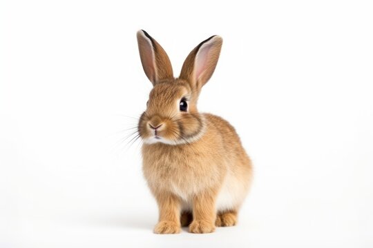 a brown rabbit is sitting on a white background - Powered by Adobe