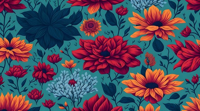 seamless pattern with flowers, Vector Plower Pattern