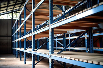 Empty shelves at warehouse, Generative AI