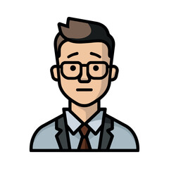 Smiling businessman in eyeglasses, successful and cheerful