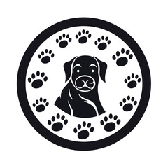 Obraz premium Cute puppy with nature footprint badge design icon