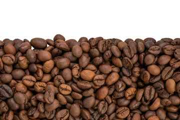 Background concept, Coffee beans for text background or borders and frames isolate on white with clipping path.
