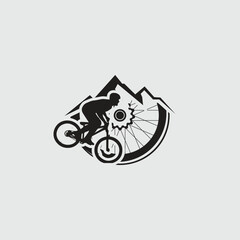 Plakat Mountain bike logo emblem vector image.downhill logo backfround vector.