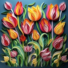3D Paper Quilled Tulips