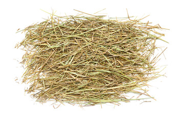Straw scattered on white background