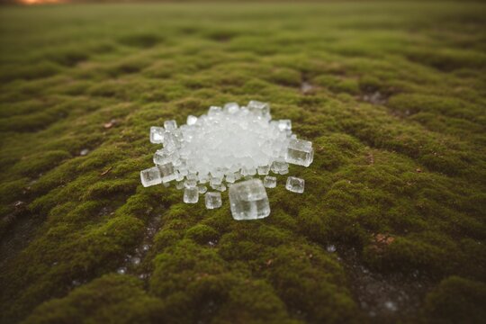 Ice crystals on a patch of moss