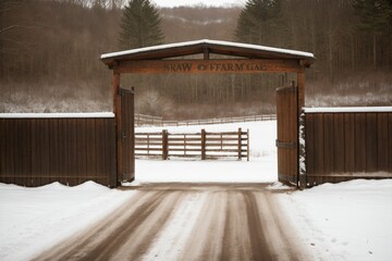 Snow on a rusty farm gate