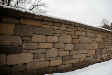 Snow on an old stone wall