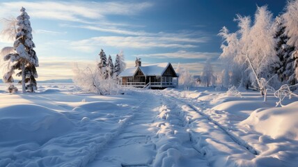 winter landscape with a house