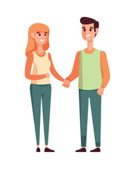 happy couple standing holding hands