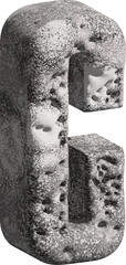  3d stone letter C with a rough textured background png.