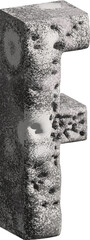  3d stone letter F with a rough textured background png.