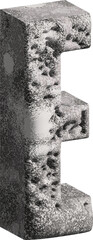  3d stone letter E with a rough textured background png.
